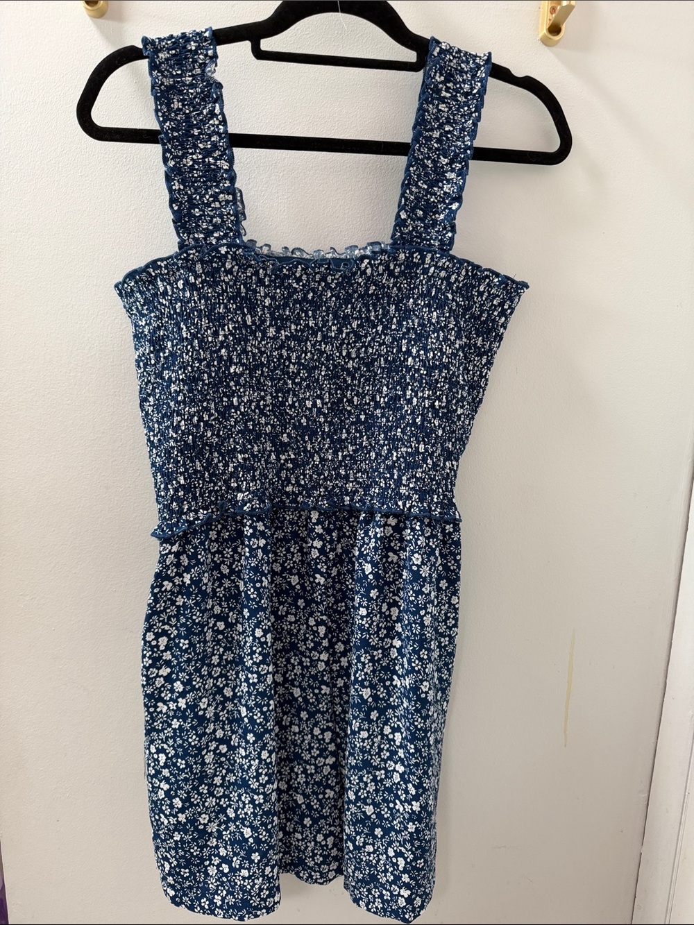 NWT Blue Floral Smocked Romper